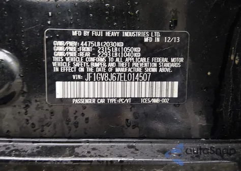 2014 Subaru Impreza Wrx Sti Limited from USA, damaged, VIN JF1GV8J67EL014507